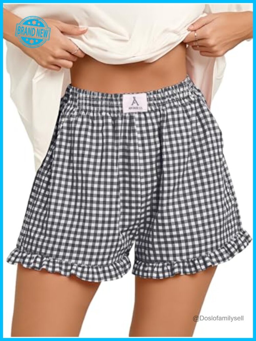 Womens Gingham Striped Boxer Shorts 100% Rayon Pajama Lounge Sleep Bottoms